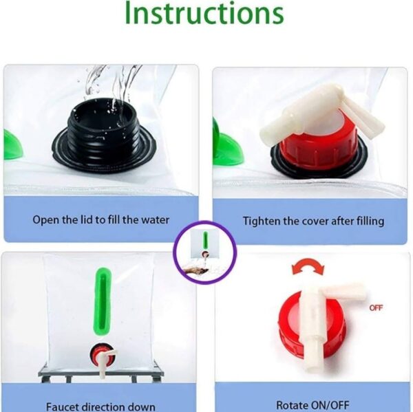 20L Foldable Water Bag with Tap – Collapsible Camping Water Storage Container